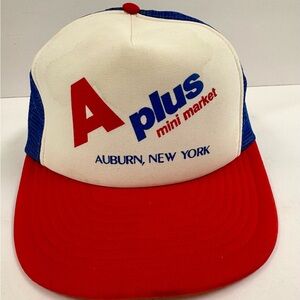 Vintage Auburn New York 80s Snpaback Trucker Mesh Hat A Plus Mini Mart